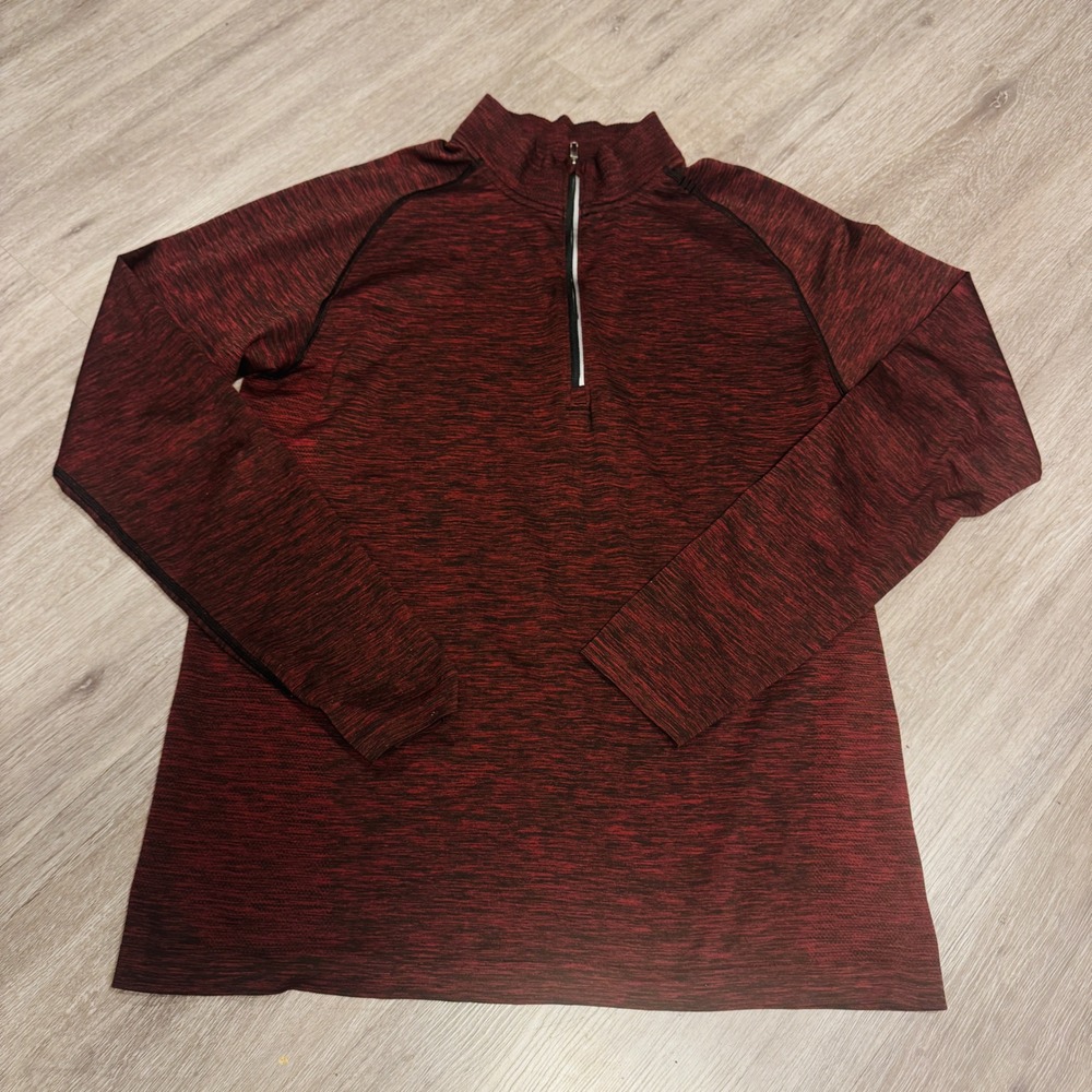 Lululemon Mens Metal Vent Tech 1/2 Zip Pullover Burgundy Space Dye Activewear L